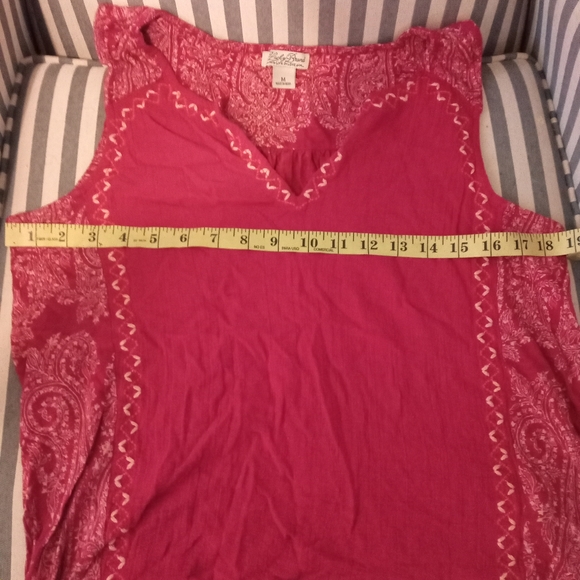 Lucky Brand M Red Embroidered Tunic Style Tank - Picture 9 of 9
